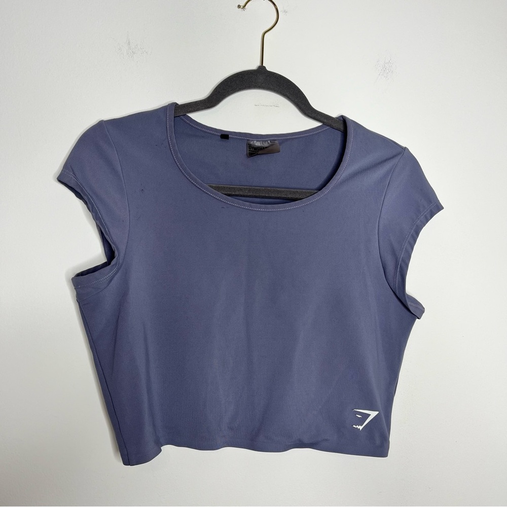 Gymshark Women's Purple Capped Sleeve Crop Top, Size Large